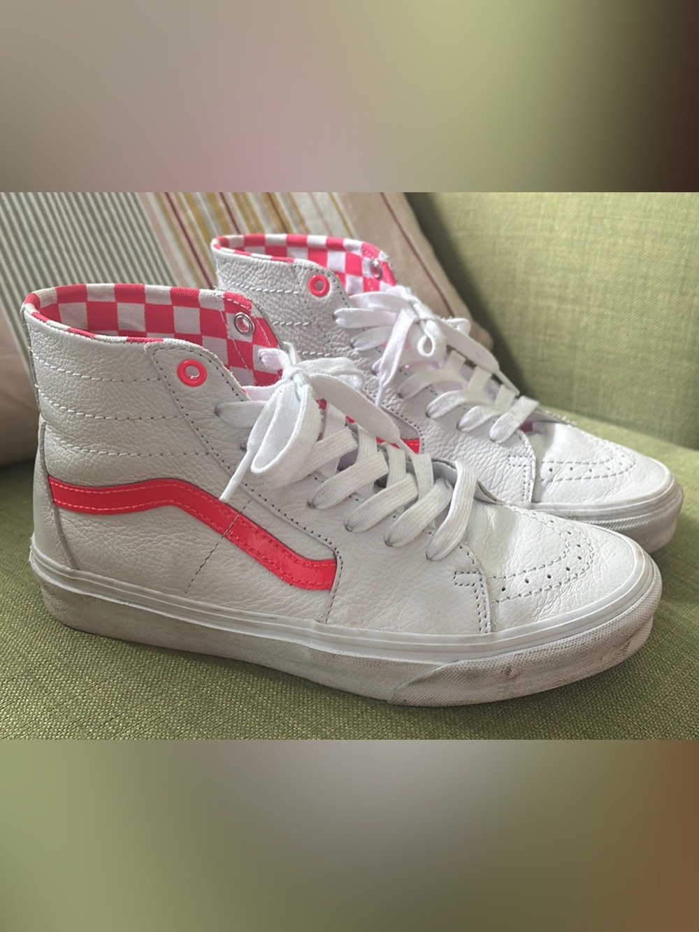 Vans leather High-Top Sneakers with Pink Accent